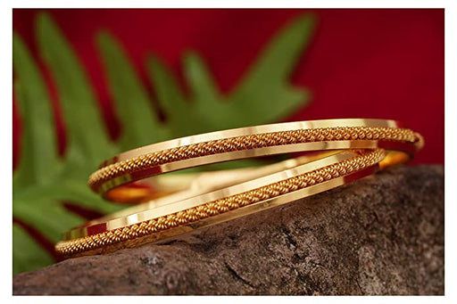 JFL - Jewellery for Less Gold Plated Traditional Spring Design Bangle for Women and Girls--set of 2 Bangles JFL 