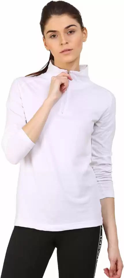 Ap'pulse Solid Women High Neck White T-Shirt T SHIRT sandeep anand 