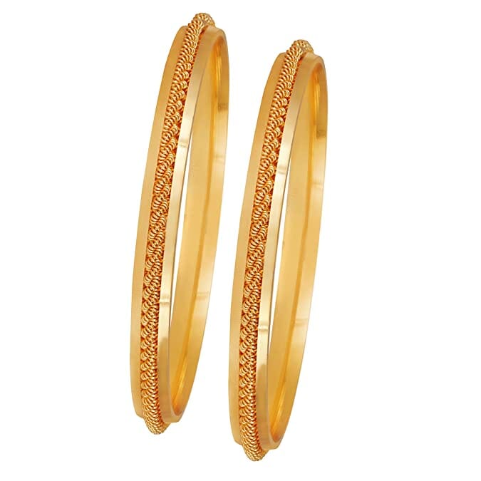 JFL - Jewellery for Less Gold Plated Traditional Spring Design Bangle for Women and Girls--set of 2 Bangles JFL 