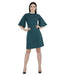 Bahrupiya Women's Circular Flounce Sleeves Shift Dress Gown Bahrupiya Clothing XS Dark Green 