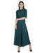 Bahrupiya Women's 3/4 Sleeves Pintex Detail Maxi Dress Gown Bahrupiya Clothing XS Dark Green 