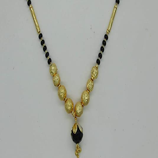 Black Pearl with Round Gold Ball Mangalsutra Jewellery Sets Shree Mauli Creations 