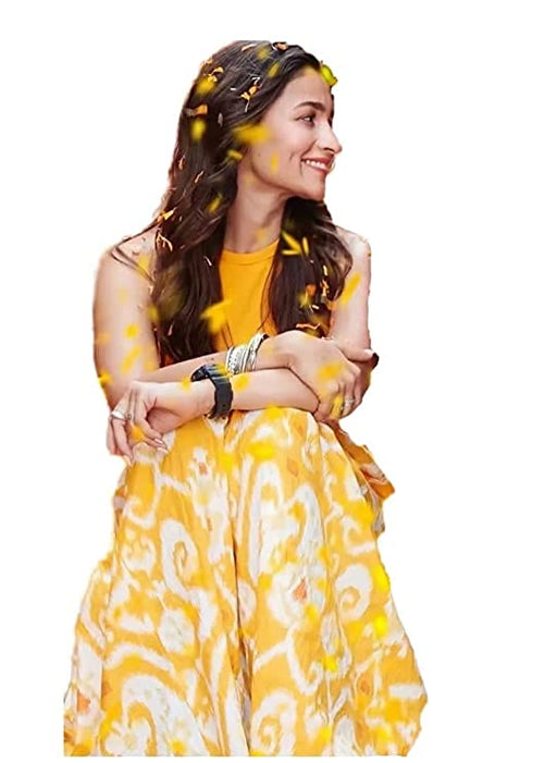 Sidhidata Brahmastra Alia Bhatt Yellow Skirt - Free Size (Top Not Included) Pure Cotton Linen Saree Sidhidata textile 