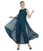 Bahrupiya Clothing Women's Fusion Layered Jumpsuit Cum Maxi Dress/Sleeveless Dress for Woman Jumpsuits & Rompers Bahrupiya Clothing XS Teal Blue 