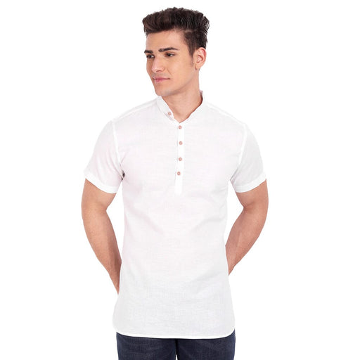 Vida Loca White Cotton Solid Slim Fit Half Sleeves Shirt For Men's Apparel & Accessories Accha jee online 