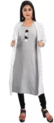 Women Checkered Kurta (White) Apparel & Accessories ILYANA 