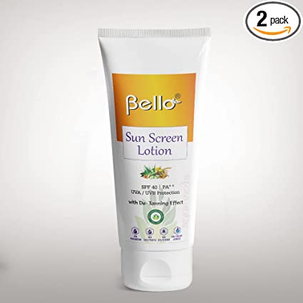 Bello Sunscreen Lotion SPF 40 With De-tanning Effect Pack of 2 Cosmetics Bello Herbals 