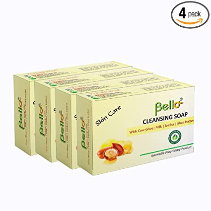 Bello Cleansing Soap with Cow Ghee, Milk, Jojoba & Shea butter, 100G - Pack of 4 Personal Care Bello Herbals 