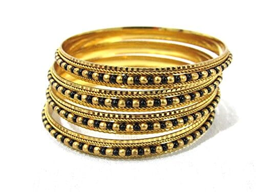 Shree Mauli Creation Golden and Black Alloy Black and Golden Beads Bangles Set of 4 for Women Jewellery Sets Shree Mauli Creations 