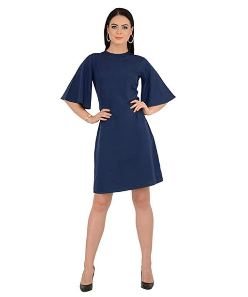 Bahrupiya Women's Circular Flounce Sleeves Shift Dress Gown Bahrupiya Clothing XS Blue 