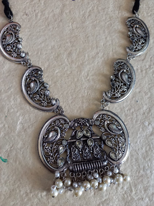 Aradhya Antique German Silver Plated Oxidised Metal Boho Latest Stylish Necklace for Women… Artifical Jewellery Aradhya Jewellery 