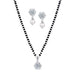 JFL - Jewellery for Less Silver Plated Cz American Diamond Solitaire Mangalsutra with Pearl Dangler Earring for Women JFL 