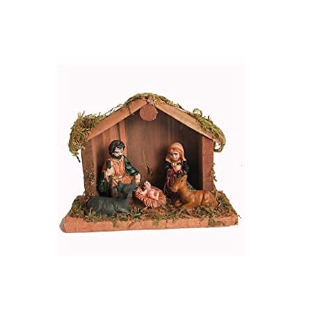 Salvus APP SOLUTIONS Traditional Wood HutNativity Set for Christmas, Home-Table Decor & Gift Showpiece (9 x 12 x 5 cm) Home Decors Salvus App Solutions 