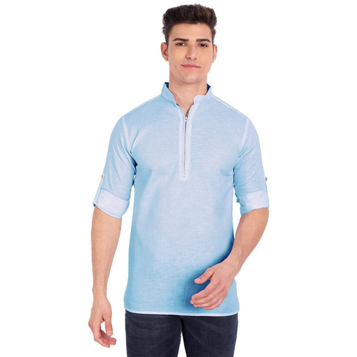 Vida Loca Sky Cotton Solid Slim Fit Full Sleeves Shirt For Men's Apparel & Accessories Accha jee online 