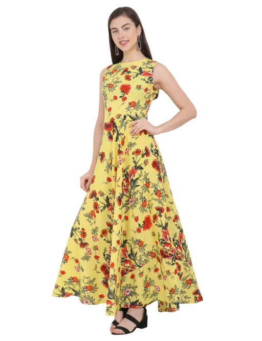 Attractive Cut Sleeve Printed Dress in Yellow Colour western wear for women Cony International 
