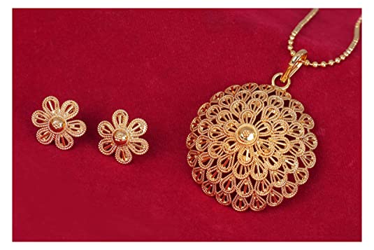JFL - Jewellery for Less Fashion Gold Plated Floral Pendant for Women and Girls JFL 