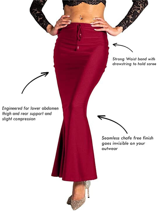 BUYONN Maroon Colour Saree Shapewear for Women Microfiber Lycra