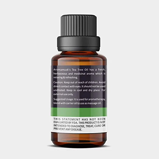 AromaMusk 100% Natural Tea Tree Essential Oil - Invigorating - Melaleuca Alternifolia, 15ml (Therapeutic Grade, Pure & Undiluted) Aroma Musk 