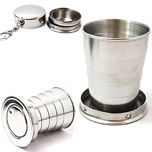 Aryshaa Portable Folding Stainless Steel Travel Camping Water Mug Cup Glass Home & Garden Metroz Enterprises 