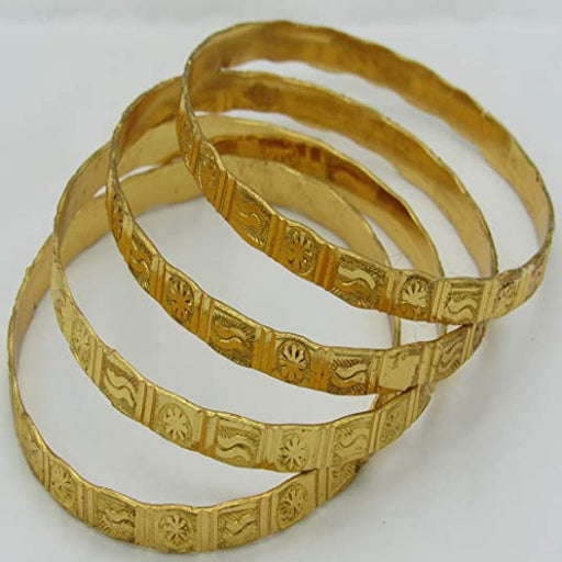 Golden Flower Design Printed Set of 4PC Bangles for Women Jewellery Sets Shree Mauli Creations 
