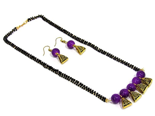 Shree Mauli Creation Purple Alloy New Style Purple Pearl Mangalsutra Necklace Set for Women SMCMG118 Jewellery Sets Shree Mauli Creations 