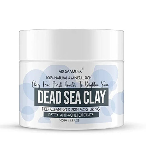 AromaMusk Pure and Natural Dead Sea Mud Mask Clay for Face & Skin, 100gm | Rich in Magnesium, Potassium, Calcium & Bromide For Face Acne, Oliy Skin & Deep Cleaning Aroma Musk 