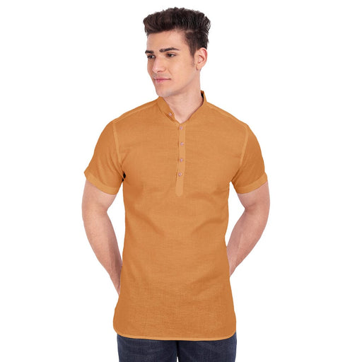 Vida Loca Golden Cotton Solid Slim Fit Half Sleeves Shirt For Men's Apparel & Accessories Accha jee online 