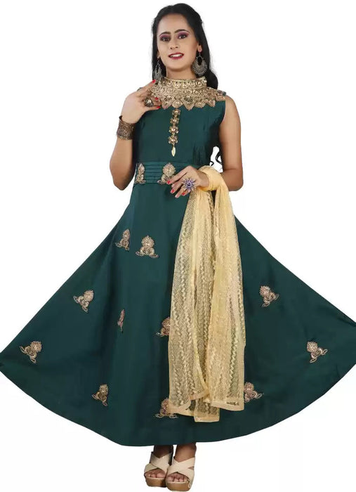 ilyana Anarkali Gown (Green) Apparel & Accessories ILYANA 