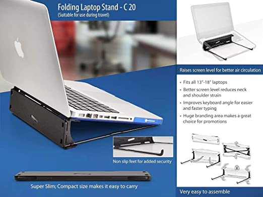 Laptop Foldable Stand Folding Laptop Stand, Fits to All 13-18 Inch laptops, Improves Keyboard Angle for Easier and Faster Typing (PACK1) P6 Home & Garden Metroz Enterprises 