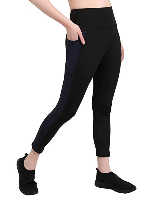 LIVENER Women Black Tights with Side Pockets | Yoga Pants | Sports & Gym Tights | Zumba, Biking, Dance Activities | Everyday Athleisure etc Gym Wear Pranjal fashions 