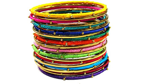 Shree Mauli Creation Multicolour Thread Multi Colour Thread Bangles Set of 24 for Women SMCB57 Jewellery Sets Shree Mauli Creations 