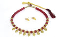 Shree Mauli Creation Red Alloy Red Beads Laxmi Cion Necklace Set for Women SMCN1167 Jewellery Sets Shree Mauli Creations 