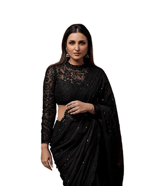 Sidhidata Women's Sequence Work Georgette Saree With Blouse Piece (Parineeti Sequence) SAREE Sidhidata textile 