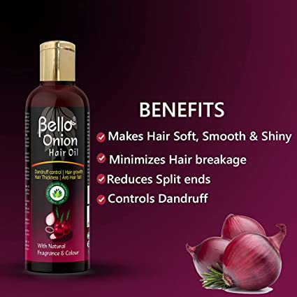 Bello Onion Hair Oil for Strong Hair, Hair fall, Controls dandruff, 200ml Personal Care Bello Herbals 