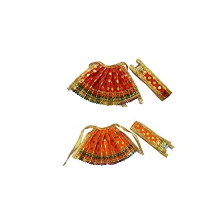 Salvus APP SOLUTIONS Beautifully Handmade Devi Durga Ji Vastra, Dress for Idol (10 x15 cm, Orange and Red) -Set of 2 Home Decors Salvus App Solutions 