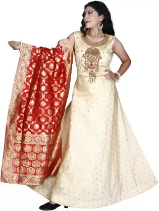 Anarkali Gown (Beige) Apparel & Accessories ILYANA 