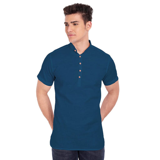 Vida Loca Royal Blue Cotton Solid Slim Fit Half Sleeves Shirt For Men's Apparel & Accessories Accha jee online 