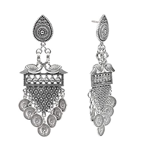 JFL - Jewellery for Less Silver Plated Queen Elizabeth Dangler Earrings for Women and Girls (Silver) JFL 