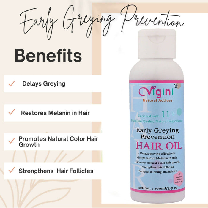 Vigini Early Zero Anti Greying Grey Prevention Hair Care Oil, Damage Repair Fall Loss Control Oil Hair Care Global Medicare Inc 
