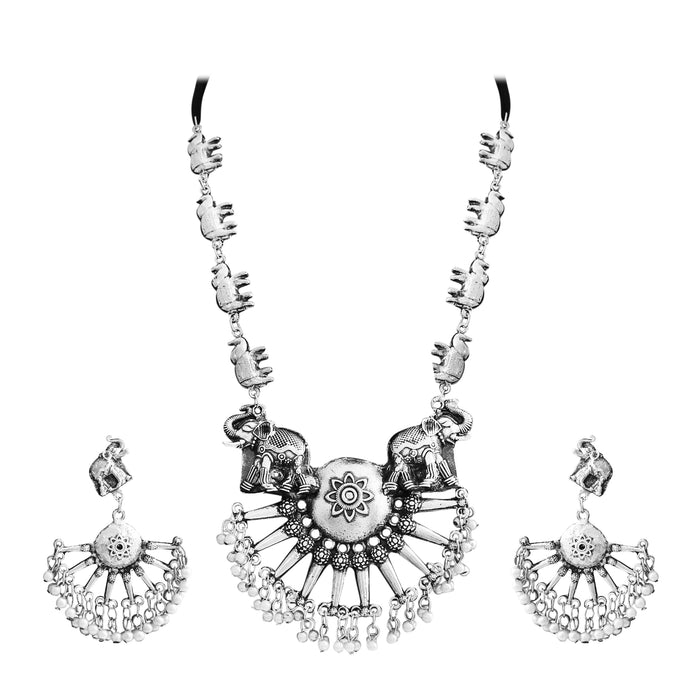 Aradhya Fashion Jewellery Silver Oxidised Tribal Jewellery Necklace Set for Women & Girls.… Artifical Jewellery Aradhya Jewellery 