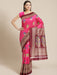 SVB SAREE Pink And Brown Floral Printed Mysore Silk Saree SAREES SVB Sarees 