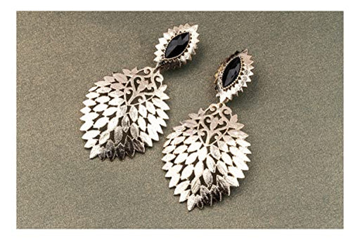 JFL - Jewellery for Less Gold Tone Polki Stone Studded Leaf Cut Dangler Earrings for Women and Girls JFL 