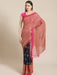 SVB SAREE Pink And Dark Blue Mysore Silk Printed Saree SAREES SVB Sarees 