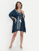 Blue Embroidery Kaftan Dress with waist Tie Up Apparel & Accessories Jiron 