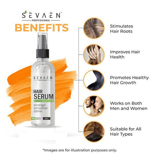 Hair Serum For Silky & Smooth Hair, Tames Frizzy Hair, with Almond and Argan Oil and Vitamin E for Strong, Tangle Free & Frizz-Free Hair Hair Serum SEVAEN PROFESSIONAL 