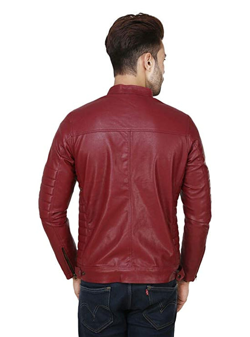 Garmadian Men's PU Leather Jacket (Maroon, Large) Jackets Demind Fashion 