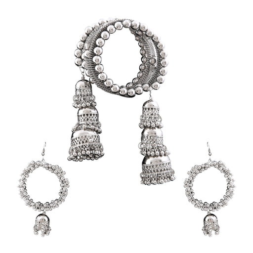 ARADHYA Stylish Silver Jhumki Drops Bangles with Elegant Light Weight Ghungroo Earrings for Women and Girls Artifical Jewellery Aradhya Jewellery 