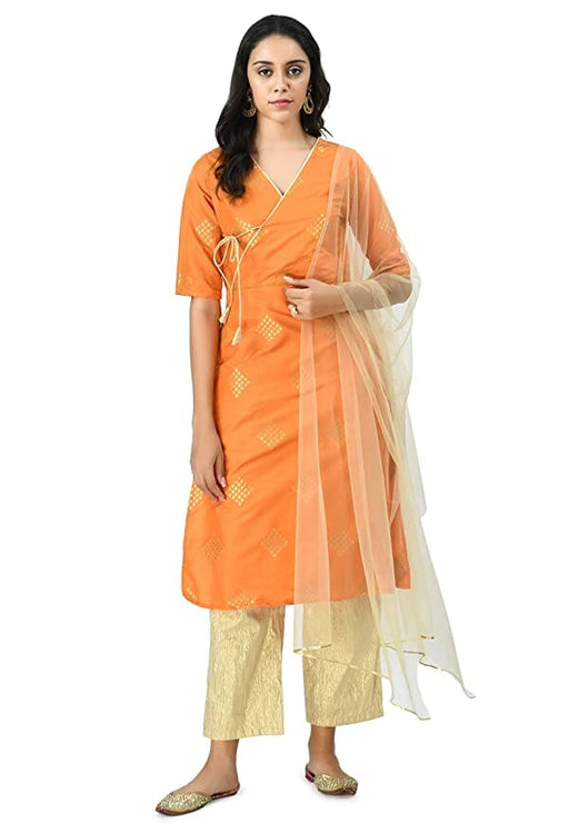 Bahrupiya Clothing Embellished Straight Kurta Set with Pant & Net Dupatta Set for Women kurthi Bahrupiya Clothing 