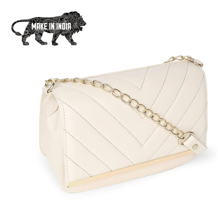zubstore Womens Off-White Color Crossbody Slingbag Hand Bags Zoopme Creations 