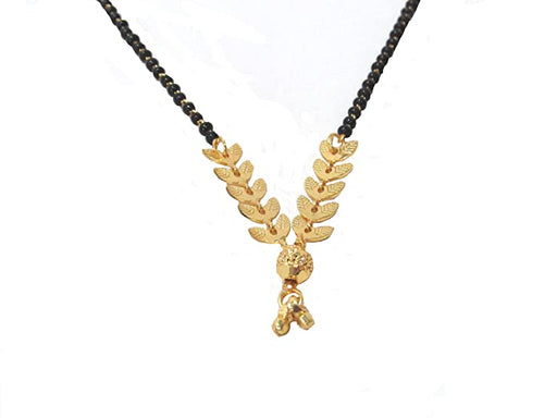 Shree Mauli Creation Alloy Black Golden Drop Leaf Layer Mangalsutra Necklace for Women Jewellery Sets Shree Mauli Creations 